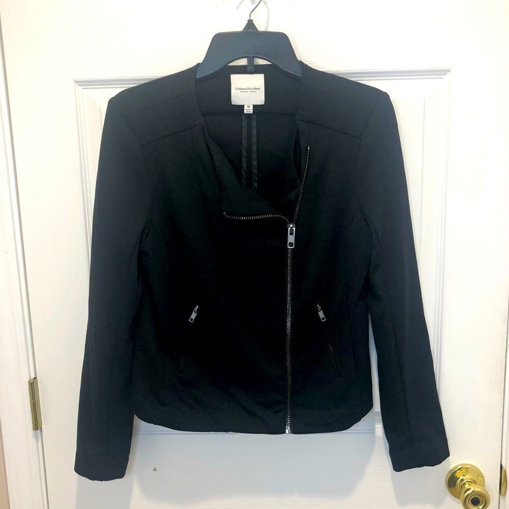 Catherine Malandrino Runway Style black zip front long sleeve jacket size medium